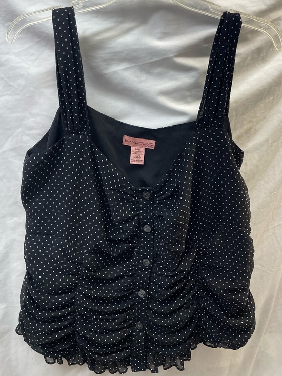 Bandolino Tops - Bandolino Black with White Polka Dot Ruched Camisole sz 20w